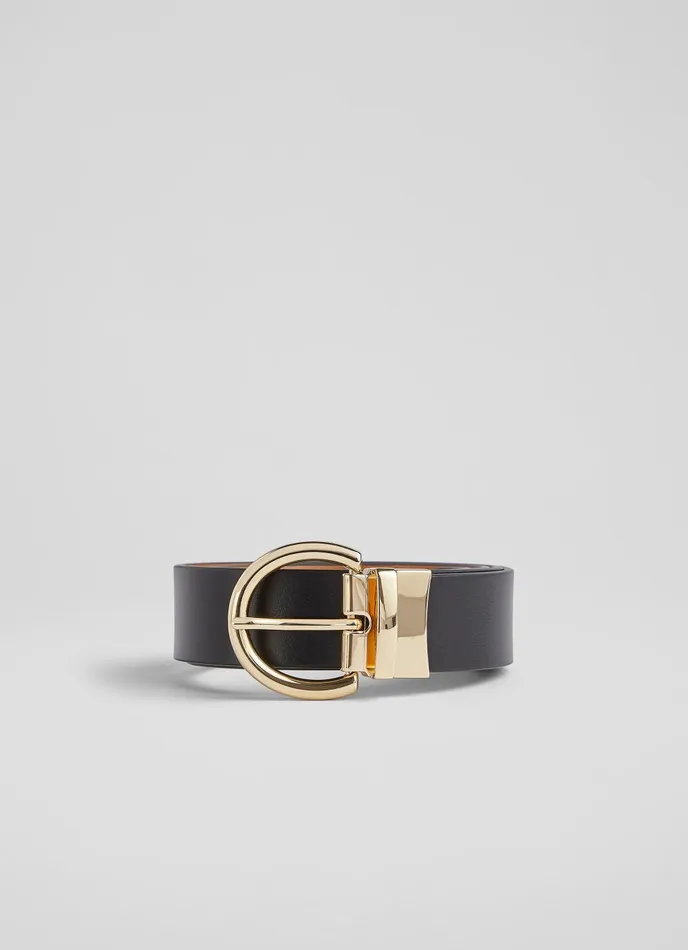 Belts Women LKBennett Odette Black And Tan Leather Reversible Belt
