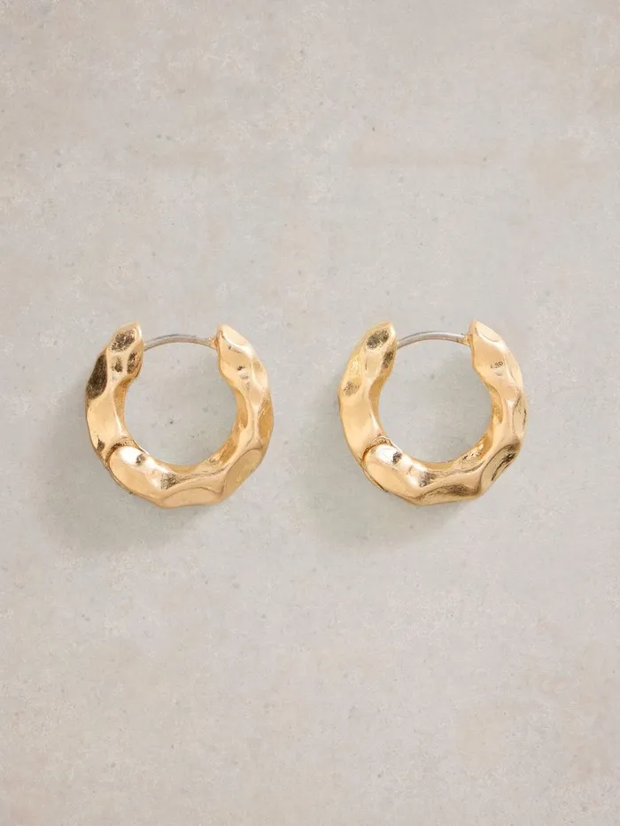 Berrie Huggie Earring Gold Tone Metallic Women White Stuff Jewellery