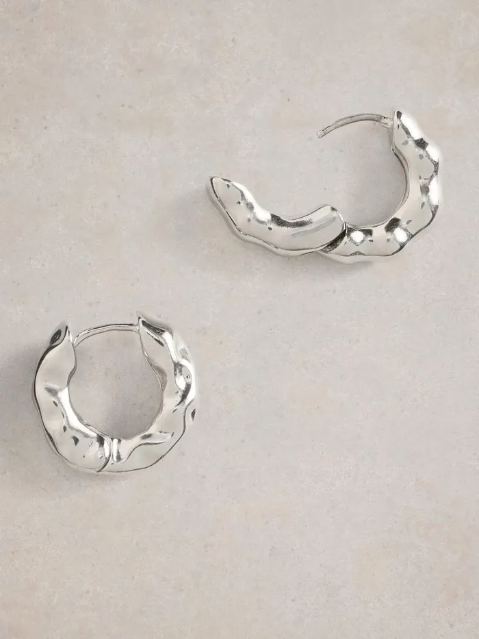 Berrie Huggie Earring Silver Tone Metallic Women White Stuff Jewellery