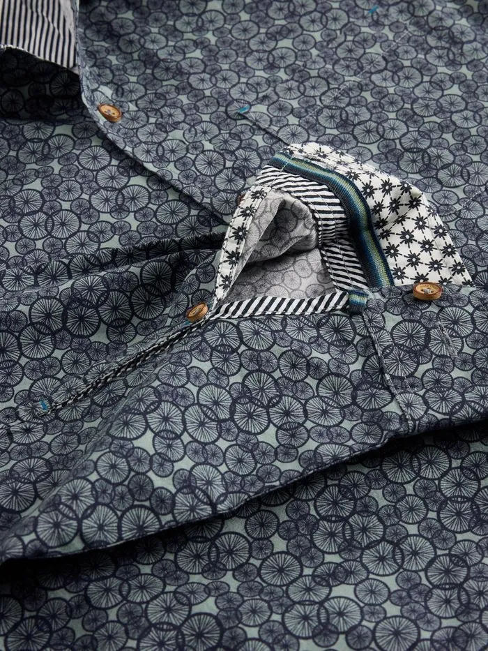 Bike Tires Printed Shirt Navy Print Men White Stuff Shirts Bike Tires Printed Shirt Navy Print Men White Stuff Shirts