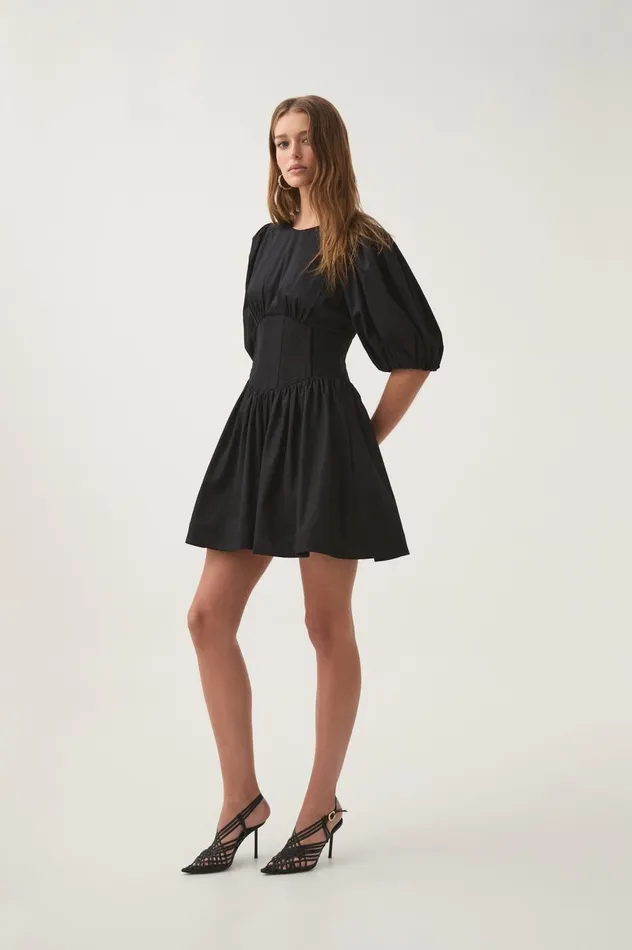 Billie Corded Mini Dress Black Women Aje Dresses