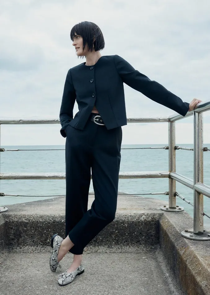 Black Anne Ponte Button Jacket Women Whistles Coats and Jackets