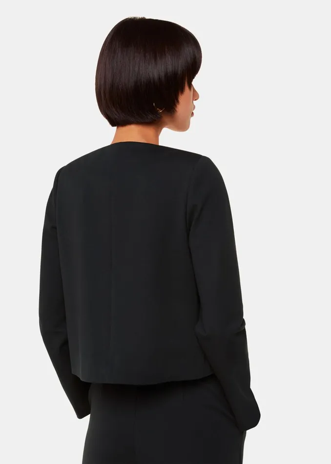 Black Anne Ponte Button Jacket Women Whistles Coats and Jackets