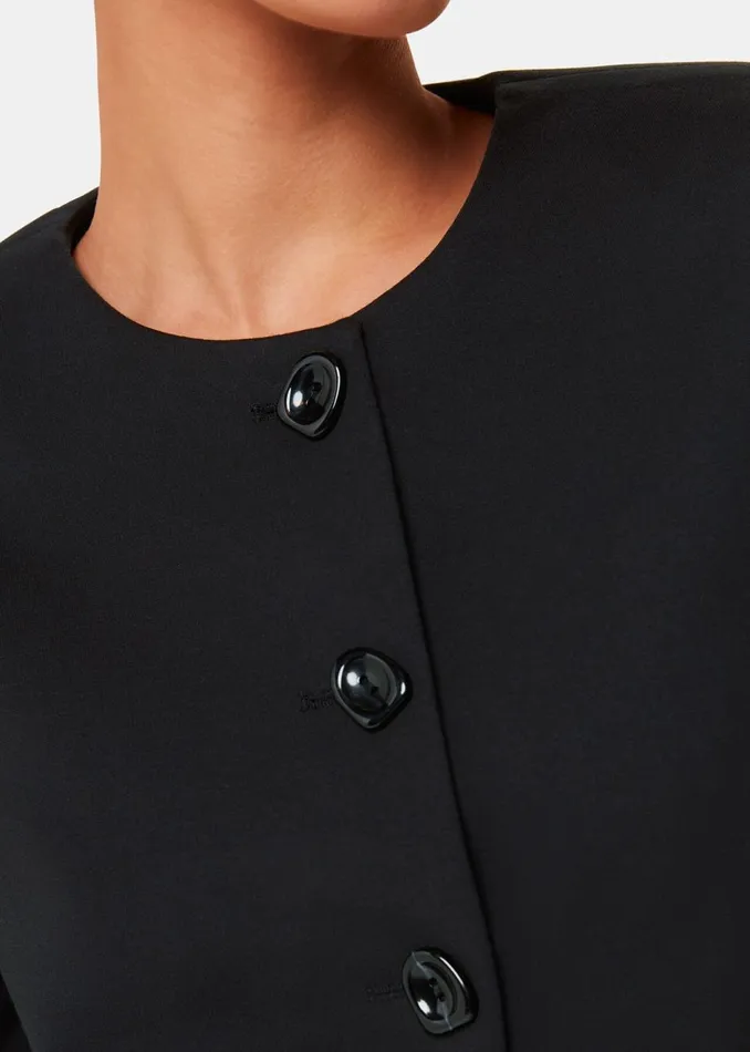 Black Anne Ponte Button Jacket Women Whistles Coats and Jackets