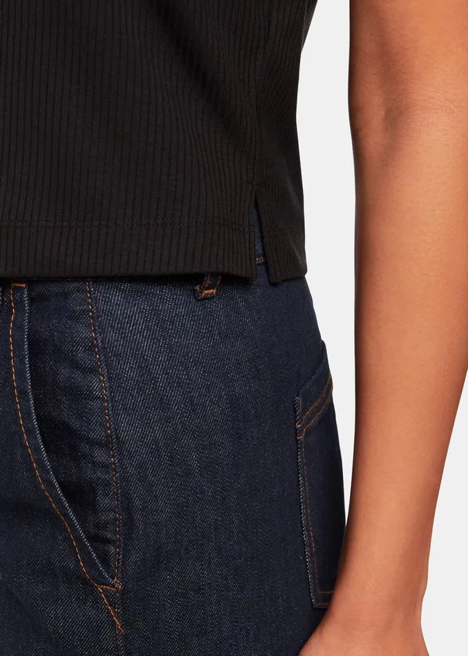 Black Button Front Rib Tank Women Whistles Tops