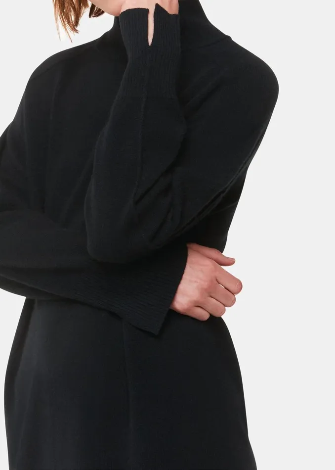 Black Cashmere Funnel Neck Dress Women Whistles Knitwear and Cashmere
