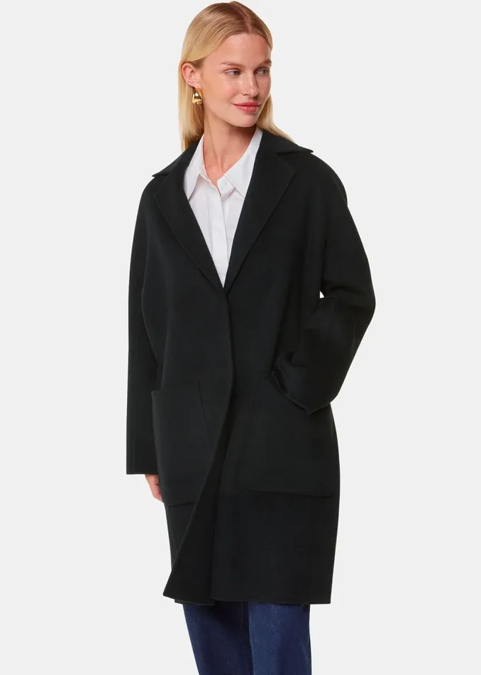 Black Cassie Double Face Pocket Coat Women Whistles Coats and Jackets