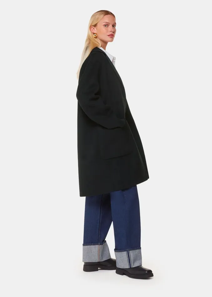 Black Cassie Double Face Pocket Coat Women Whistles Coats and Jackets