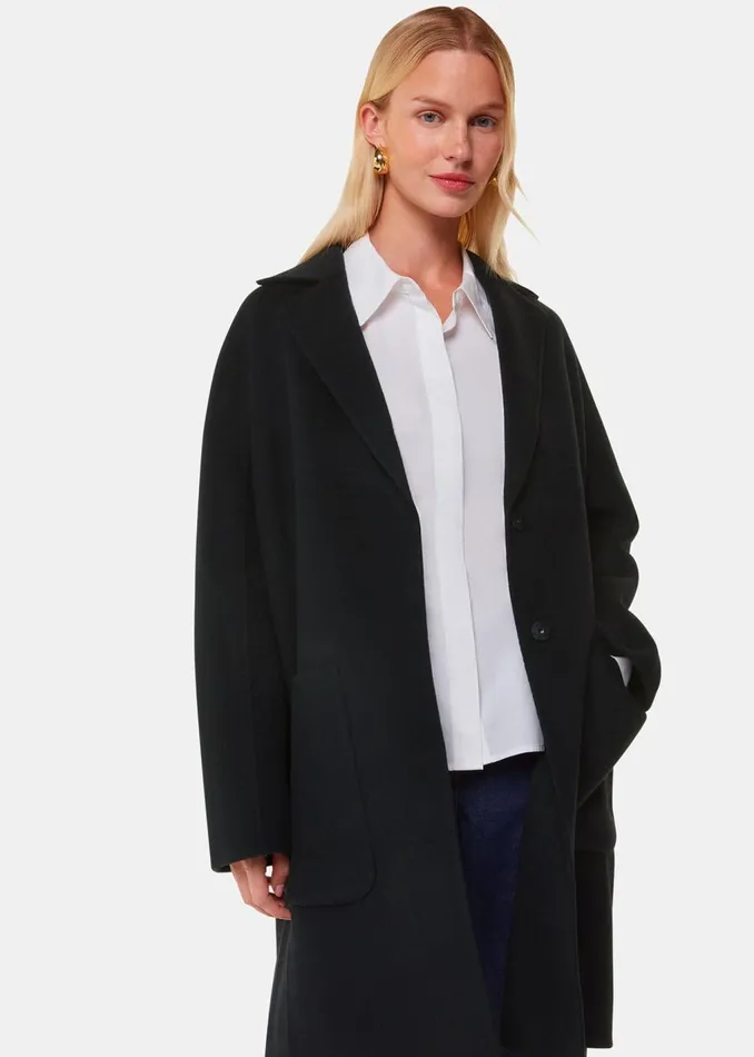 Black Cassie Double Face Pocket Coat Women Whistles Coats and Jackets