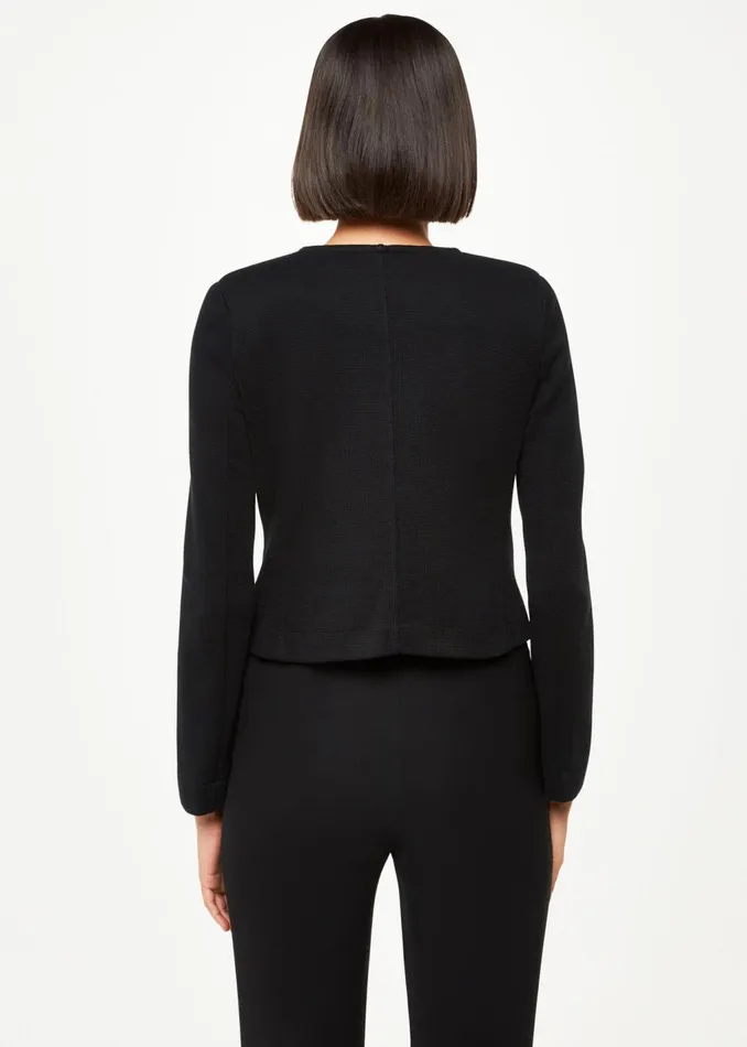 Black Collarless Jersey Jacket Women Whistles Coats and Jackets