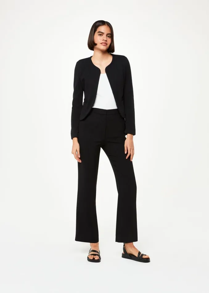 Black Collarless Jersey Jacket Women Whistles Coats and Jackets