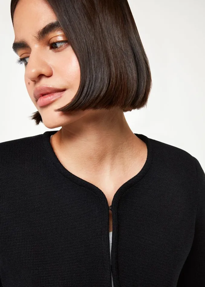Black Collarless Jersey Jacket Women Whistles Coats and Jackets