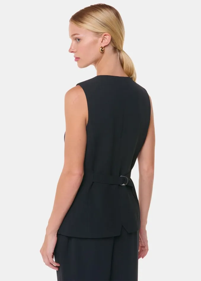 Black Cora Crepe Waistcoat Women Whistles Tops