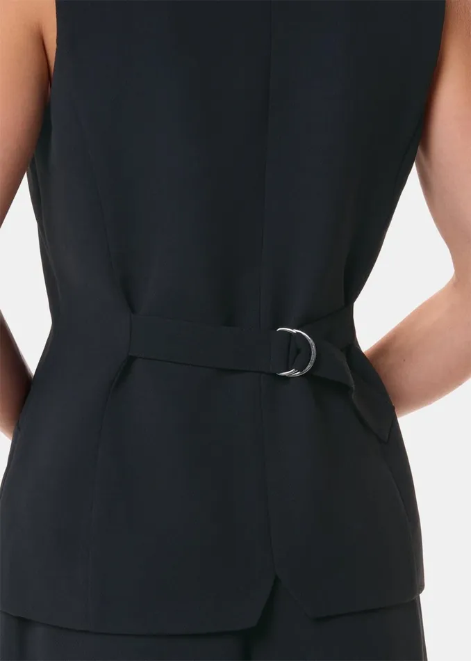 Black Cora Crepe Waistcoat Women Whistles Tops