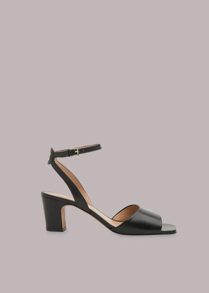 Black Emerson Block Heel Sandal Women Whistles Leather