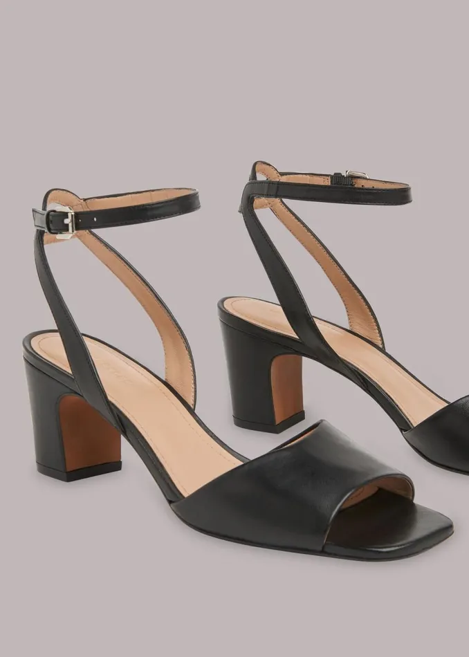 Black Emerson Block Heel Sandal Women Whistles Leather