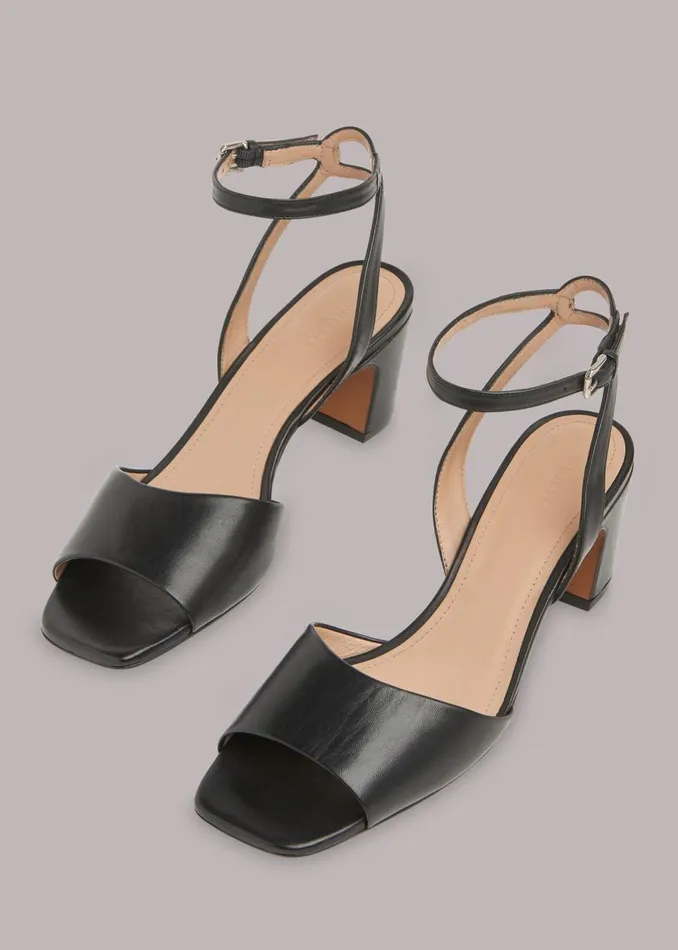 Black Emerson Block Heel Sandal Women Whistles Leather