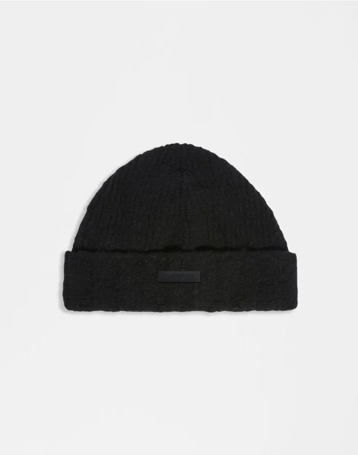 Black Hat In Wool Cashmere And Nylon Yarn Men Lardini Hats