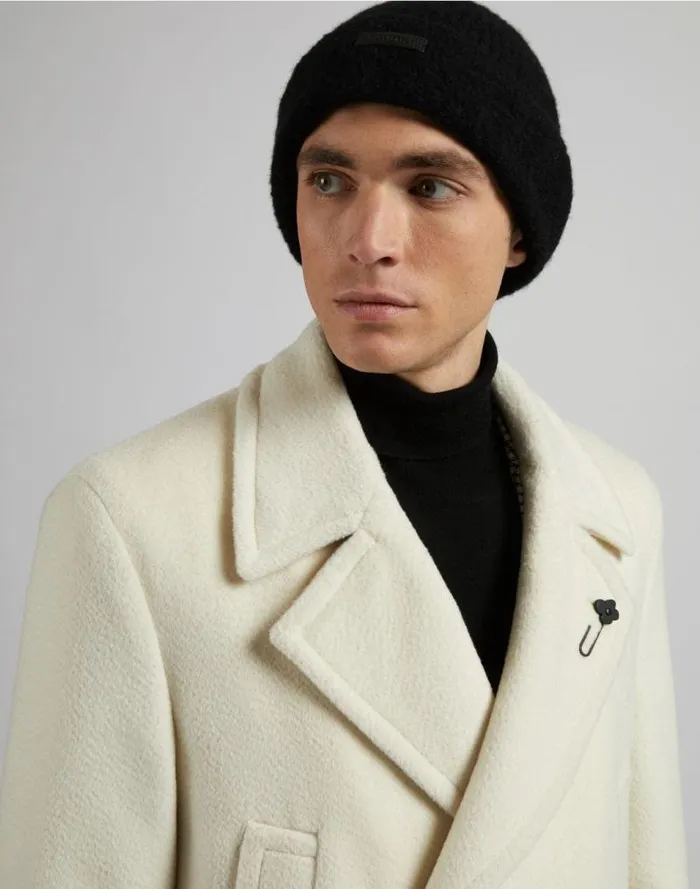 Black Hat In Wool Cashmere And Nylon Yarn Men Lardini Hats