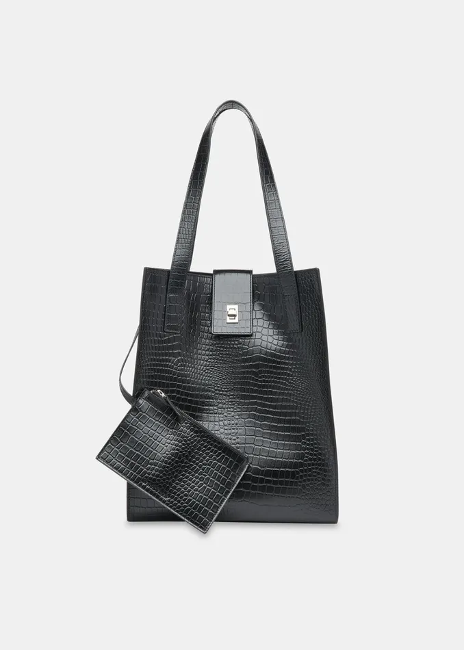 Black Inara Turn Lock Bag Women Whistles Leather