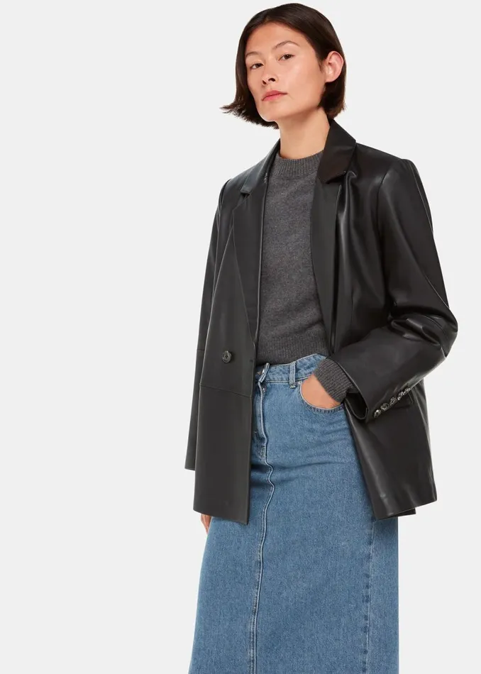 Black Keeley Double Breasted Blazer Women Whistles Coats and Jackets