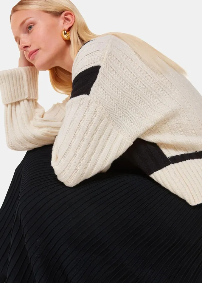 Black Knitted Pleated Skirt Women Whistles Skirts