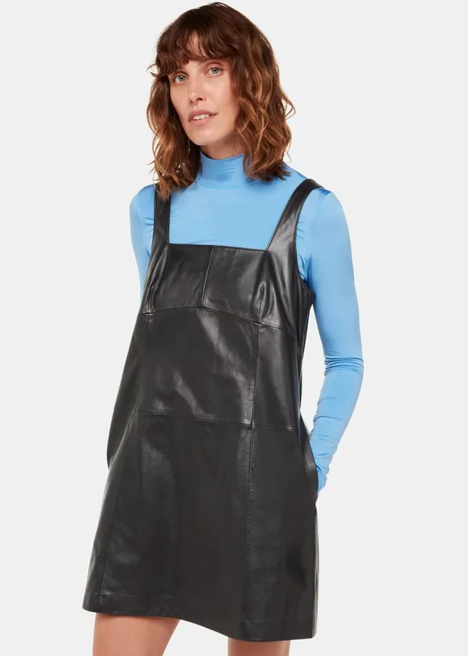 Black Leather Pinafore Dress Women Whistles Dresses