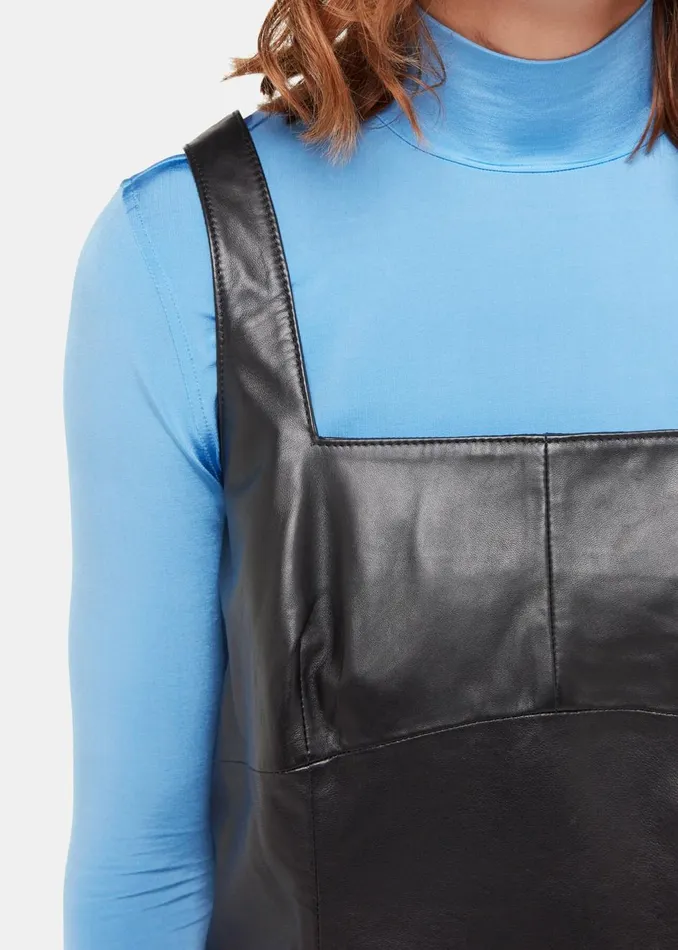Black Leather Pinafore Dress Women Whistles Dresses
