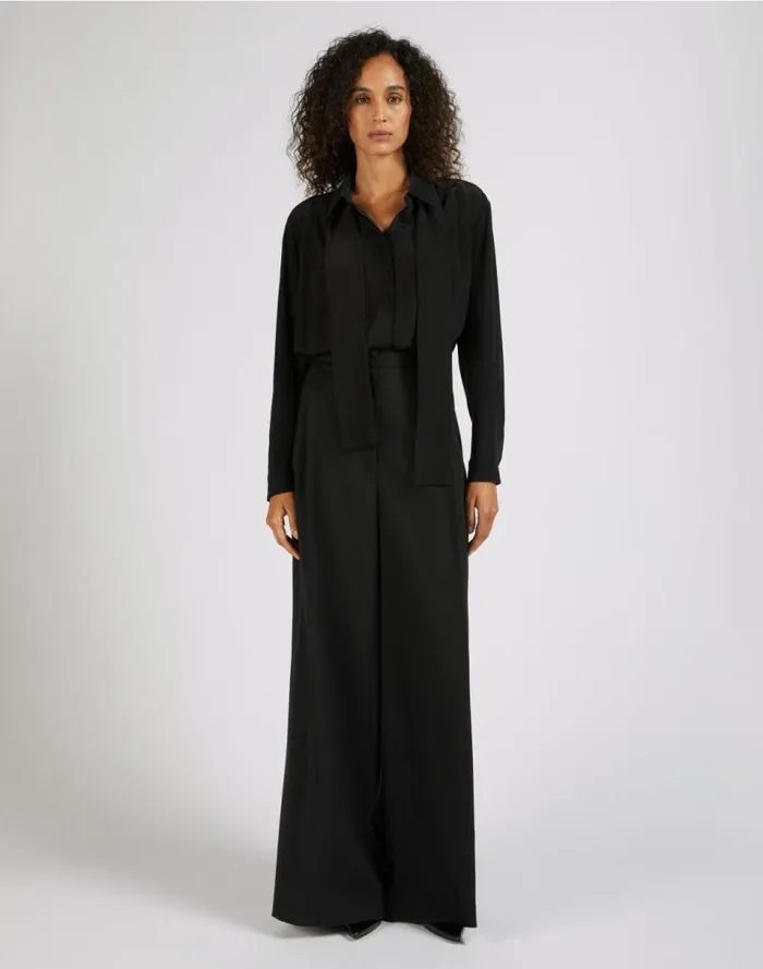 Black Loose Silk Crpe De Chine Shirt Women Lardini Shirts