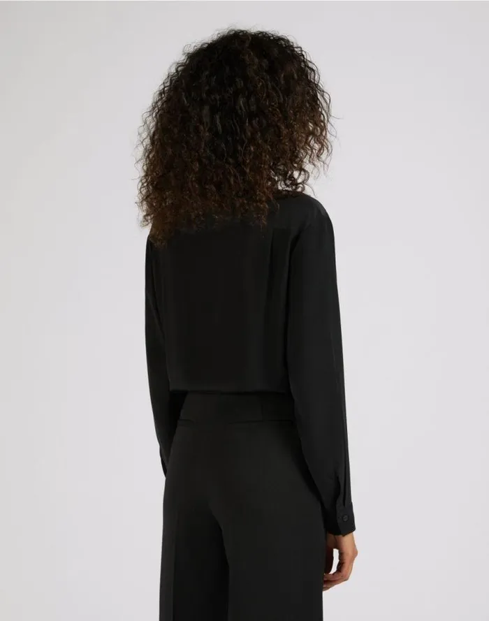 Black Loose Silk Crpe De Chine Shirt Women Lardini Shirts