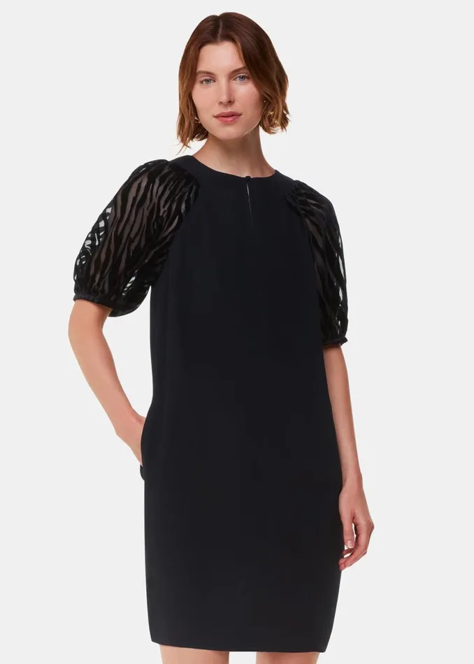 Black Lucy Zebra Velvet Sleeve Dress Women Whistles Dresses