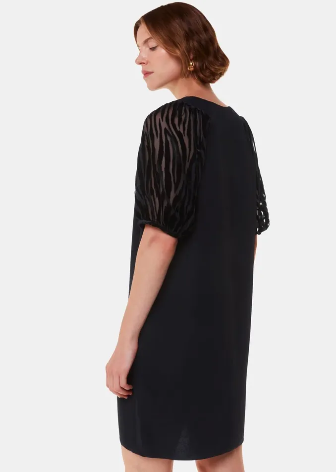 Black Lucy Zebra Velvet Sleeve Dress Women Whistles Dresses