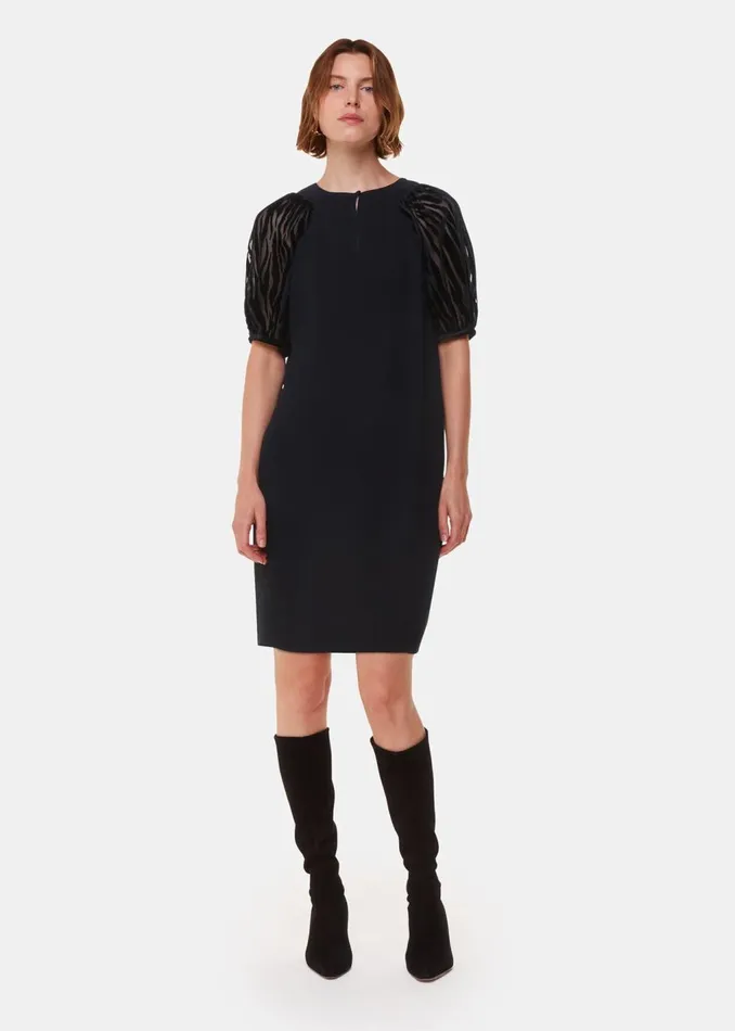 Black Lucy Zebra Velvet Sleeve Dress Women Whistles Dresses