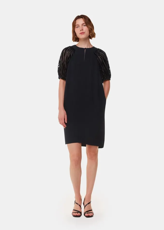 Black Lucy Zebra Velvet Sleeve Dress Women Whistles Dresses