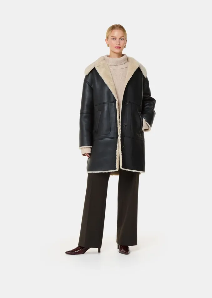 Black Luella Faux Fur Coat Women Whistles Coats and Jackets