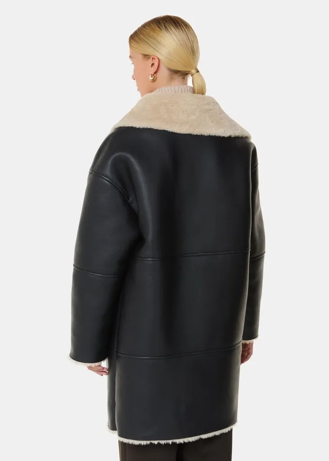 Black Luella Faux Fur Coat Women Whistles Coats and Jackets