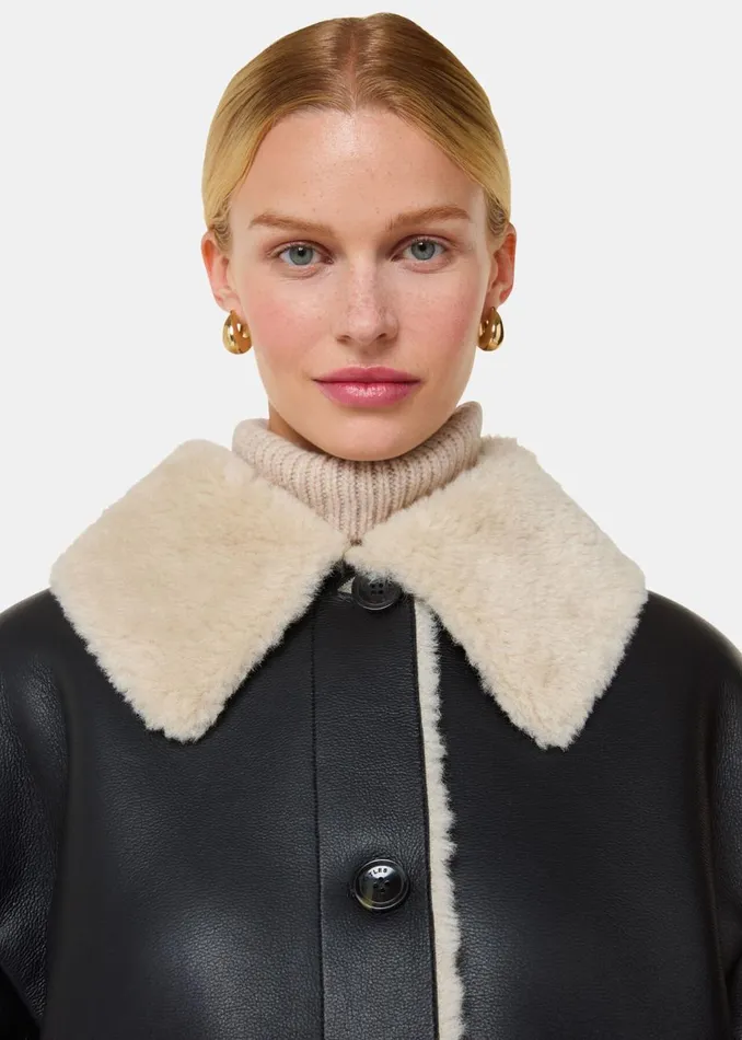 Black Luella Faux Fur Coat Women Whistles Coats and Jackets