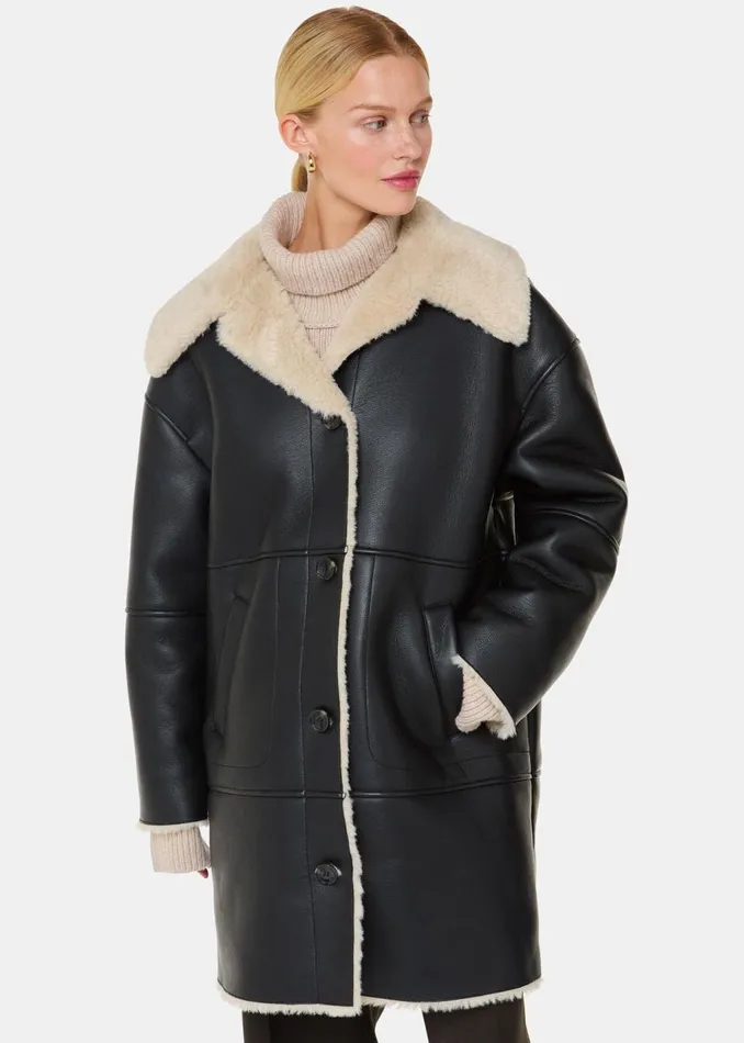 Black Luella Faux Fur Coat Women Whistles Coats and Jackets