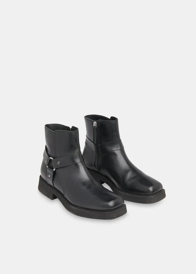 Black Matteo Biker Boot Women Whistles Leather