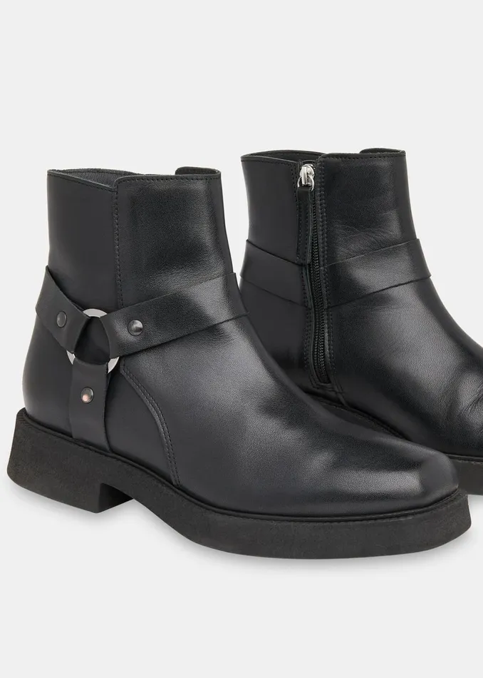 Black Matteo Biker Boot Women Whistles Leather