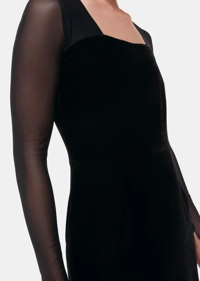 Black Mesh Sleeve Velvet Dress Women Whistles Dresses