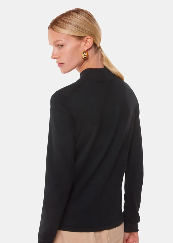 Black Mira Funnel Neck Knit Women Whistles Knitwear and Cashmere