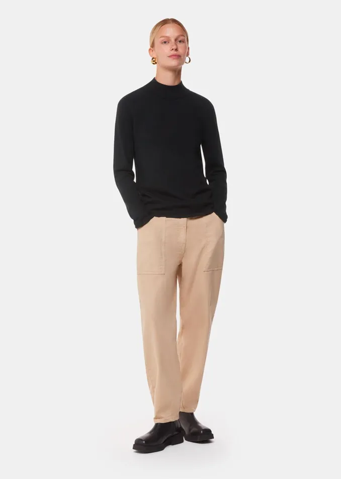 Black Mira Funnel Neck Knit Women Whistles Knitwear and Cashmere