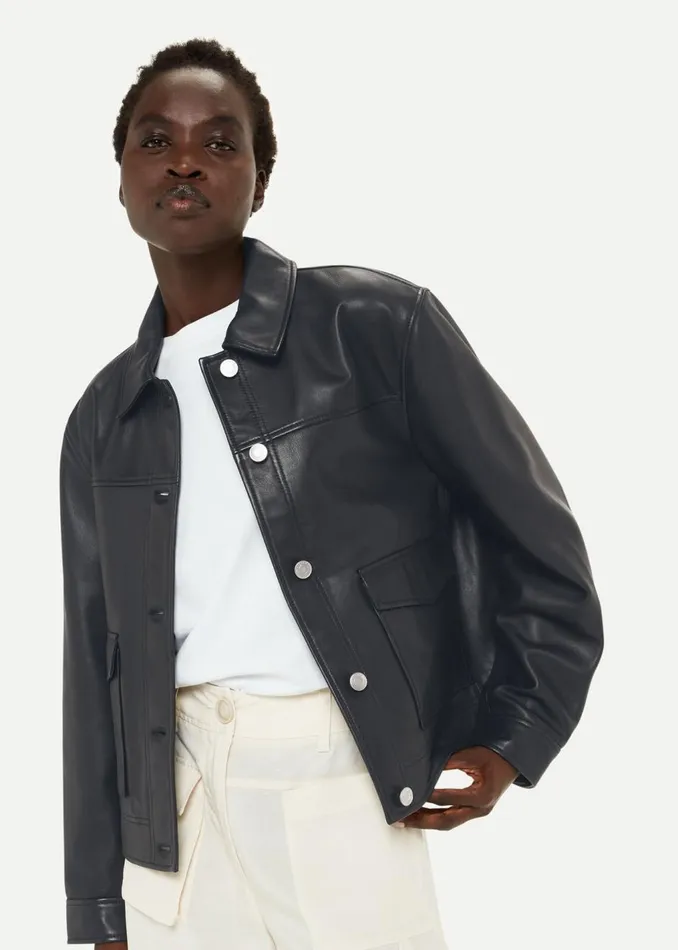 Black Natia Leather Western Jacket Women Whistles Coats and Jackets