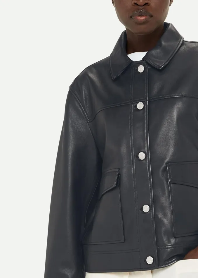 Black Natia Leather Western Jacket Women Whistles Coats and Jackets