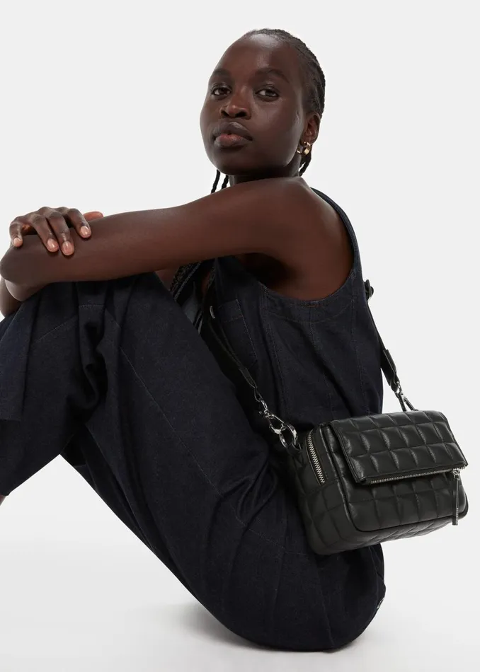 Black Quilted Bibi Crossbody Bag Women Whistles Bibi Bags