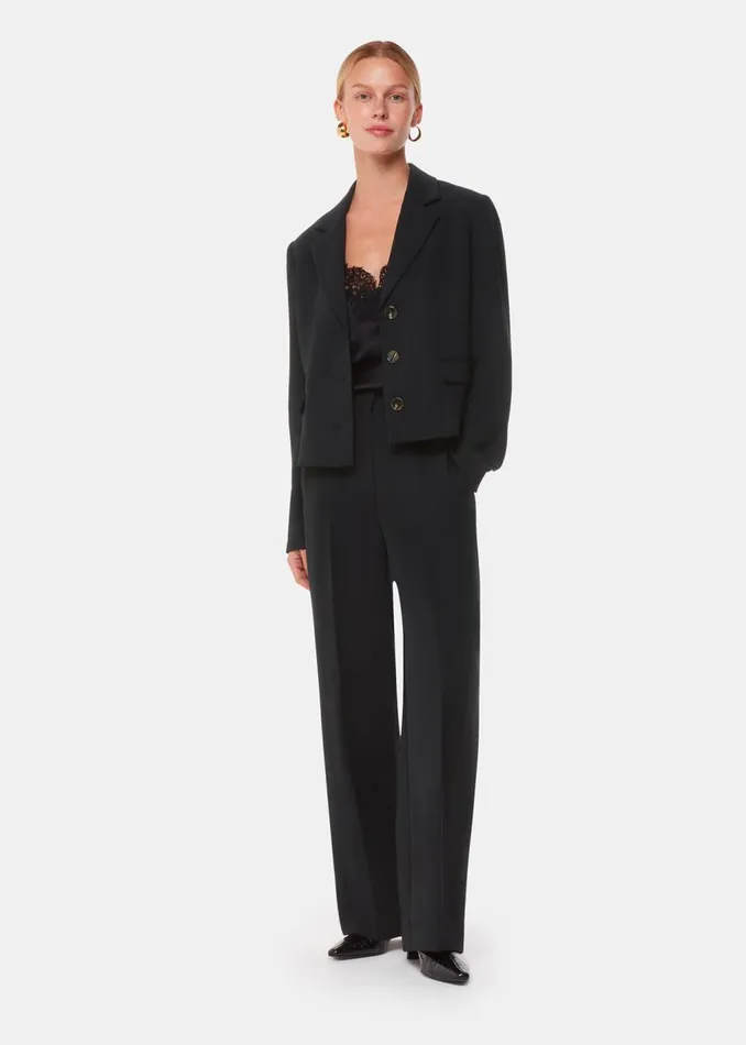 Black Quinn Sequin Stripe Trouser Women Whistles Trousers