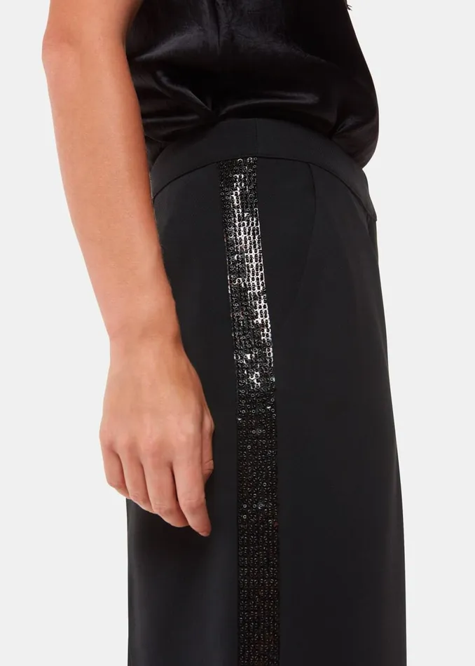 Black Quinn Sequin Stripe Trouser Women Whistles Trousers