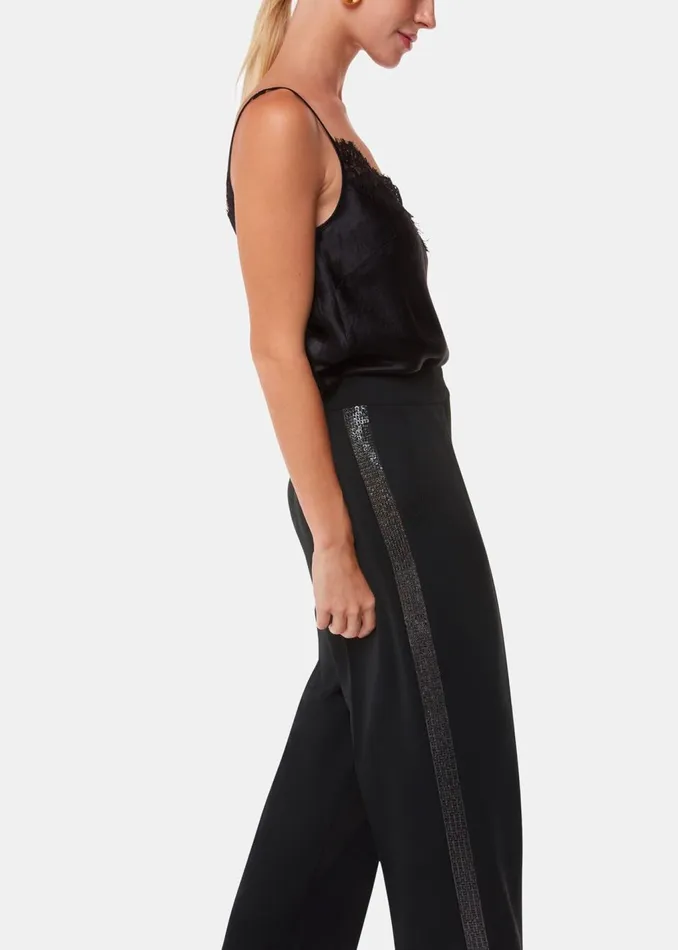 Black Quinn Sequin Stripe Trouser Women Whistles Trousers