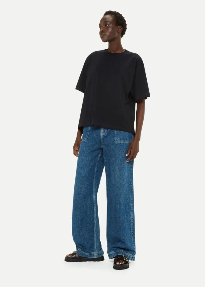 Black Relaxed Tee Women Whistles Tops